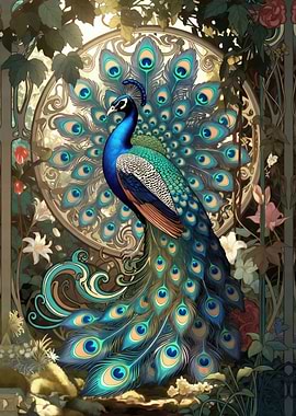 Majestic Peacock with Elaborate Tail