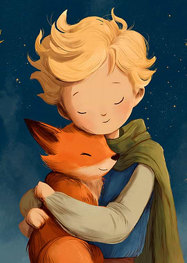 The Little Prince Hugging a Fox