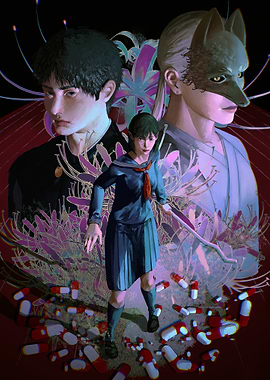 Characters with Pills and Flowers