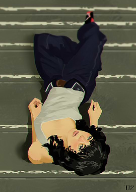 Up - Woman lying on stairs