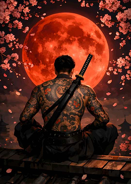 Samurai Under a Blood Moon