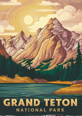 Grand Teton National Park Vintage Poster