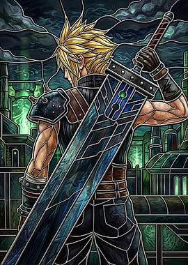 Cloud Strife Stained Glass Art