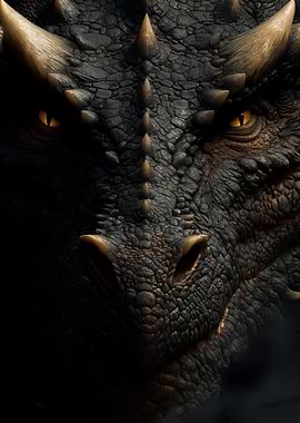 Close-up of a fierce dragon's face