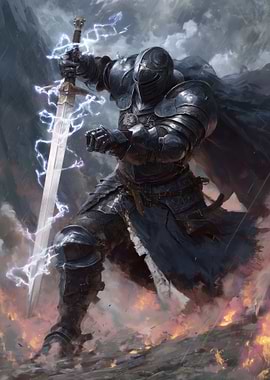 Knight Wielding Lightning Sword