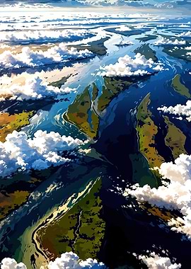 Aerial View of a River Delta
