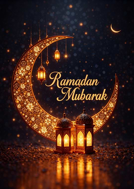 Ramadan Mubarak Crescent Moon Lanterns
