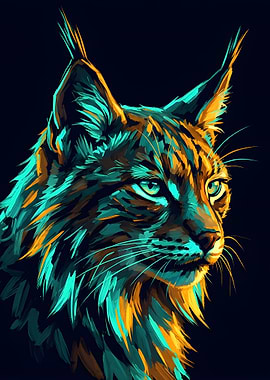 Stylized Lynx Portrait pop art