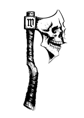 Skull Axe with 'M' Symbol