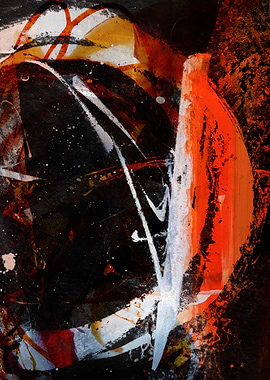 Abstract Expressionist Painting with Bold Colors