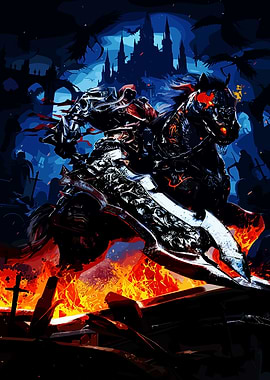 Dark Knight on Fiery Horse