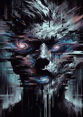 Cosmic Face Glitch Art
