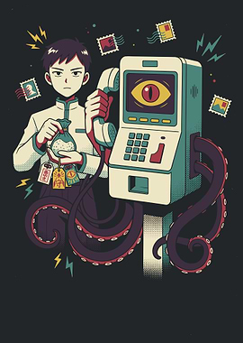 Anime Boy with Payphone and Tentacles