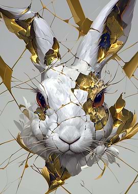 Cracked Golden Rabbit Portrait