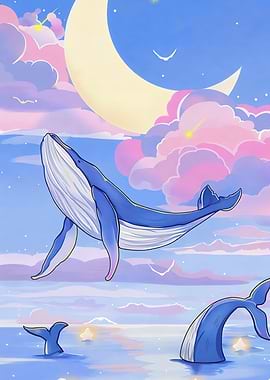 Whale in a Dreamy Sky