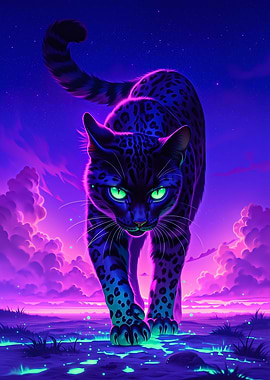 Neon Panther in a Cosmic Landscape
