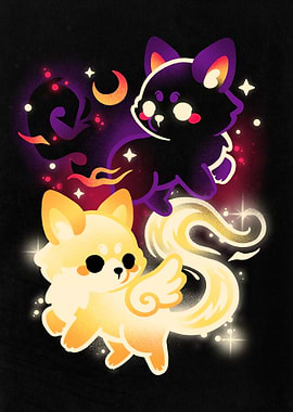 night and day foxes kitsune