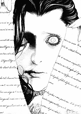 Torn Paper Portrait with Handwriting