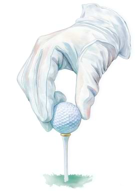 Hand Placing Golf Ball on Tee