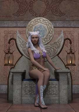 Fantasy Elf Queen on Throne