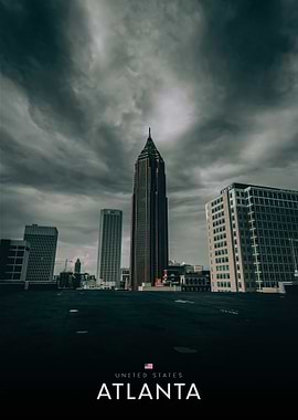 Atlanta Skyline Under Stormy Skies