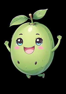 Cute Kawaii Green Fruit Character