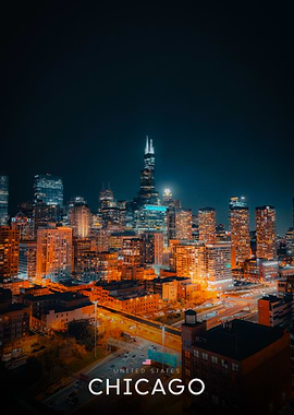Chicago Skyline at Night
