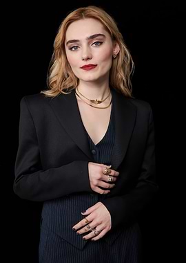 meg donnelly in Black Blazer and Pinstripe Vest