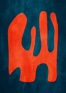 Abstract Orange Shape on Teal Background