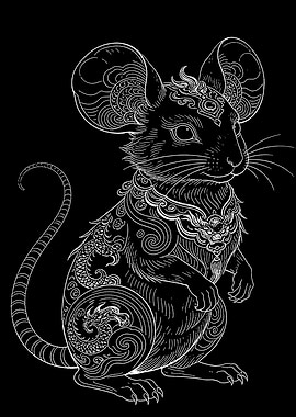 Ornate Rat with Dragon Motifs