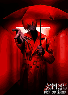 Anime Character with Red Umbrella