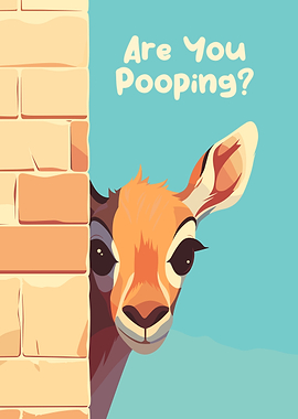 Deer Peeking Over Brick Wall