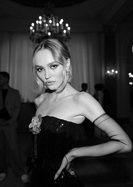 Lily-Rose Depp in Black Gown