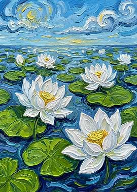 Impressionistic Water Lilies Painting
