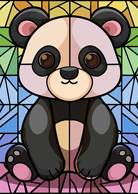 Cute Panda Stained Glass Art