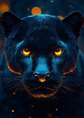 Black Panther with Glowing Eyes