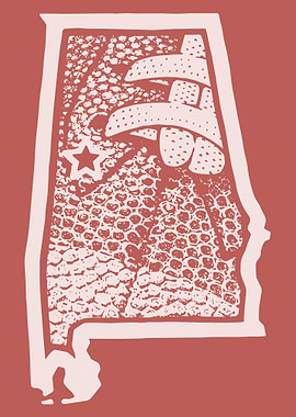 Alabama Basketball Poster, Stylized State Map Art, Crimson College Sports Wall Print