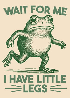Wait For Me Frog Poster, Humorous Little Legs Illustration, Vintage Animal Wall Art