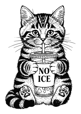Cat drinking with no ice