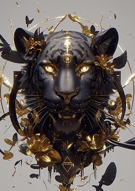 Black Panther with Gold Ornaments