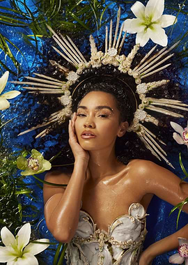 anne pinnock with Floral Crown in Water
