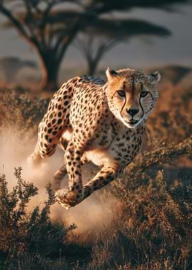 Cheetah Running in the Savanna