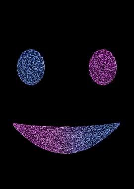 AbstrFractured Smile – Minimal Dark Abstract Face Art act Smiling Face on Black Background