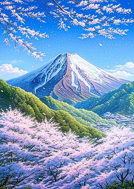 Mount Fuji with Cherry Blossoms