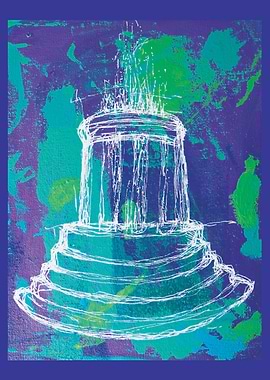 Marshall Michigan Fountain – Abstract Line Art City Landmark