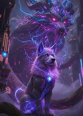 Cyberpunk Wolf and Monster