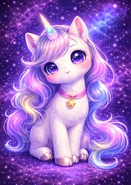 Cute Unicorn in a Starry Galaxy