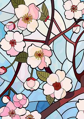 Stained Glass Cherry Blossoms