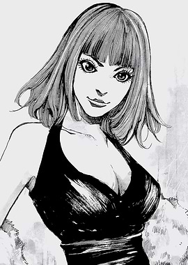 Manga Style Woman in Black Dress
