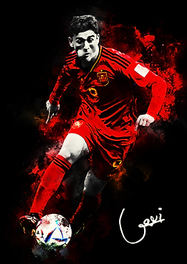 Gavi Soccer Player Red Jersey